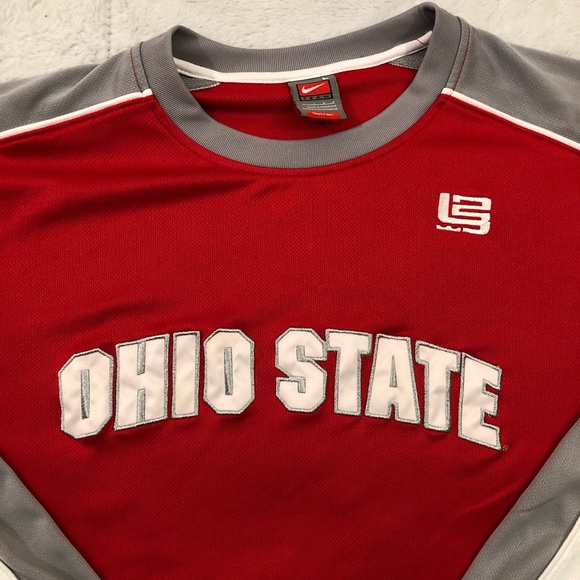 Nike Team Fit Dry Lebron James Ohio State Red Basketball Longsleeve Shirt Mens L - Picture 4 of 11
